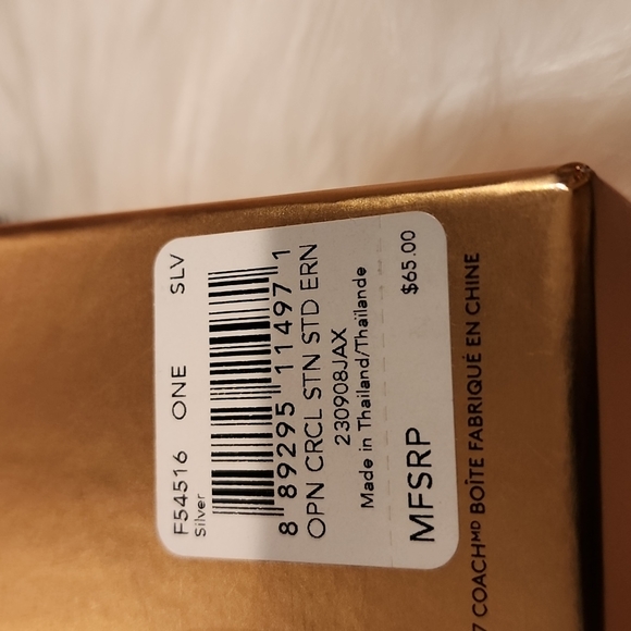 Coach Post Earrings in Silver w/ Gray Stone - Picture 3 of 6